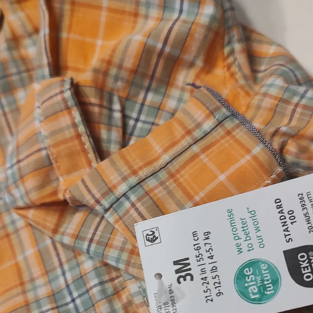 Orange Plaid Kids Collar Shirt Onesie